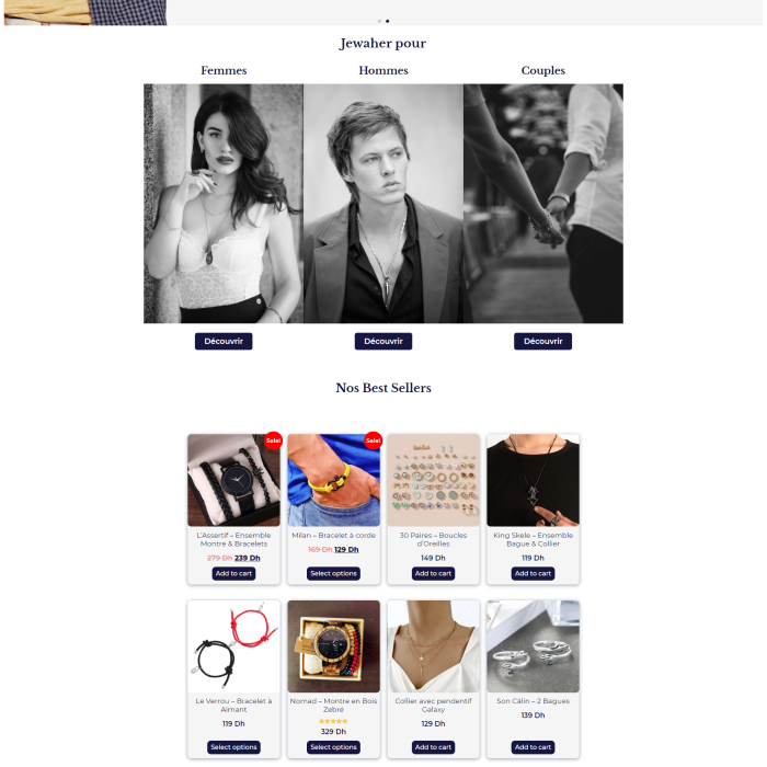conception site web jewaher bijoux et accessoires ecommerce par rhillane